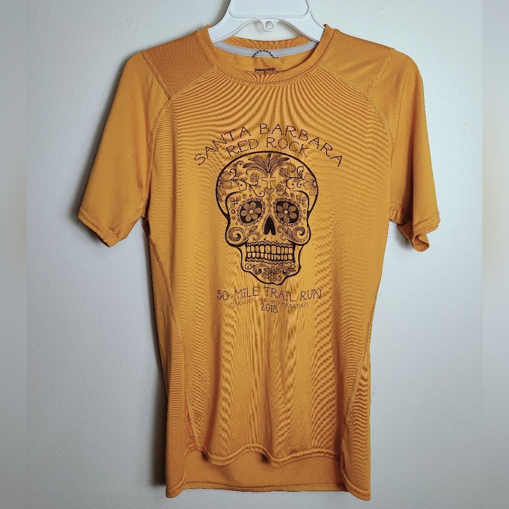 Patagonia Men's Yellow 'Santa Barbara Red Rock 50 Mile Trail Run' T-shirt, Sz S